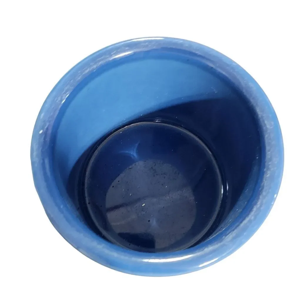 Longaberger Pottery Ceramic Canister with Lid Blue Weave Pattern 4 Inch USA